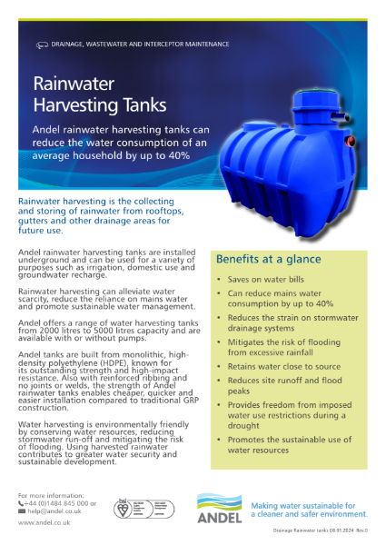 Rainwater Harvesting Tank Data Sheet