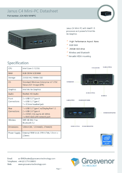 Janus C4 Mini-PC Datasheet