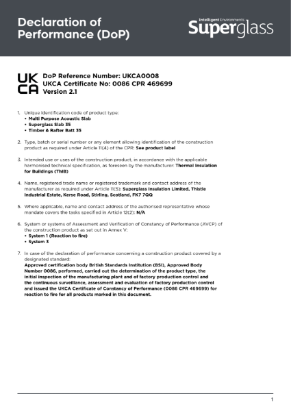 Declaration of Performance (DoP) - Multi Purpose Acoustic Slab - UKCA