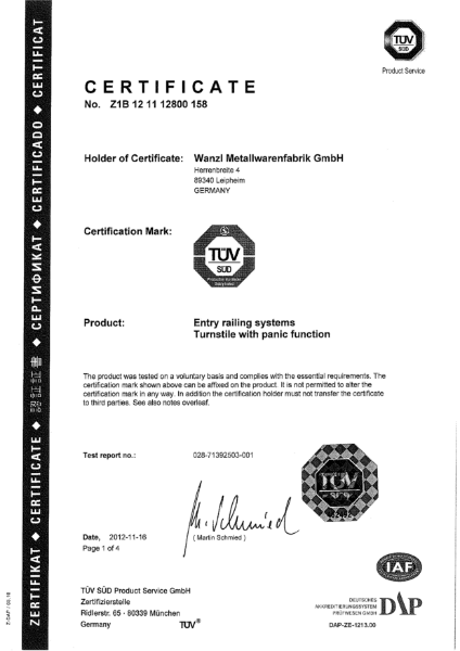 EasyGo - TUV Certificate