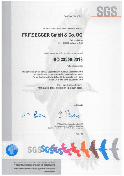 EGGER Group ISO 38200
