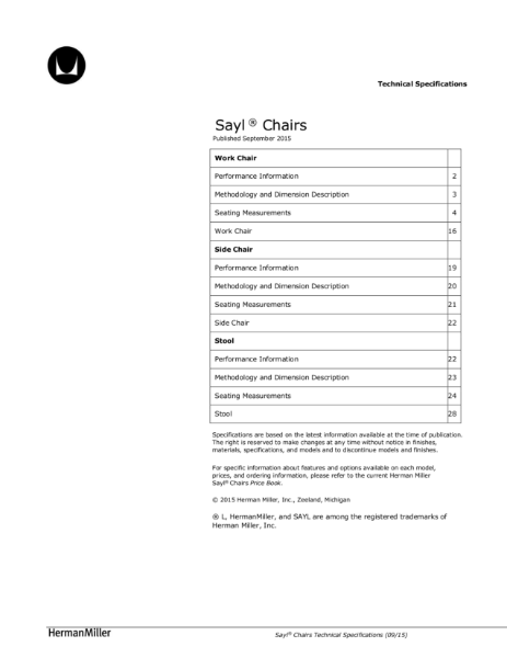 Sayl Chair - Technical Specification