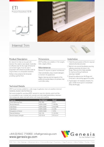 ETI - P.V.C. Internal Trim Datasheet