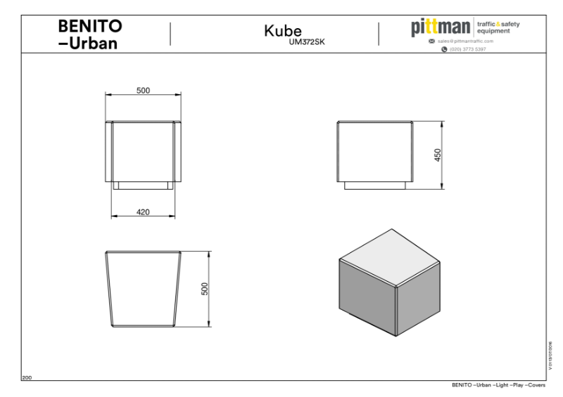 Benito Kurve Concrete Bench - Drawing