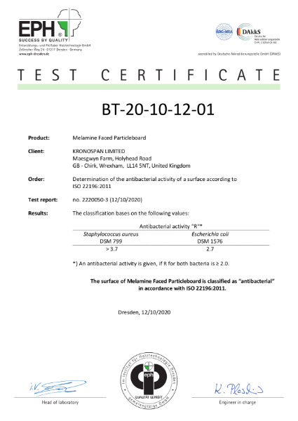 Anti-bacterial Certificate - MF PB