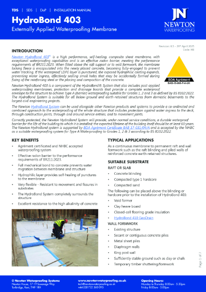 Newton HydroBond 403 plus TDS