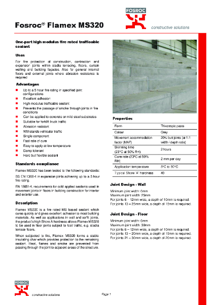 Fosroc® Flamex MS320 Technical Data Sheet