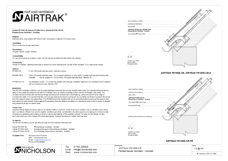 AIRTRAK PE100S-CB Tech Data Sheet