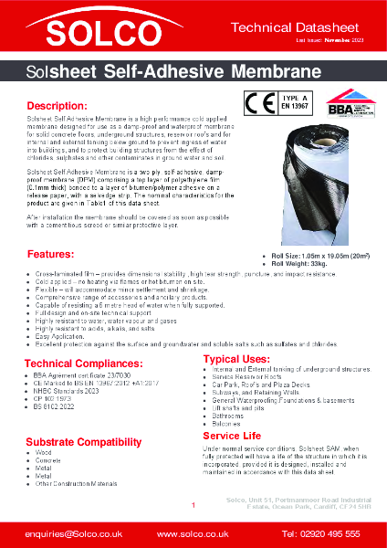 Solsheet SAM Technical Data Sheet