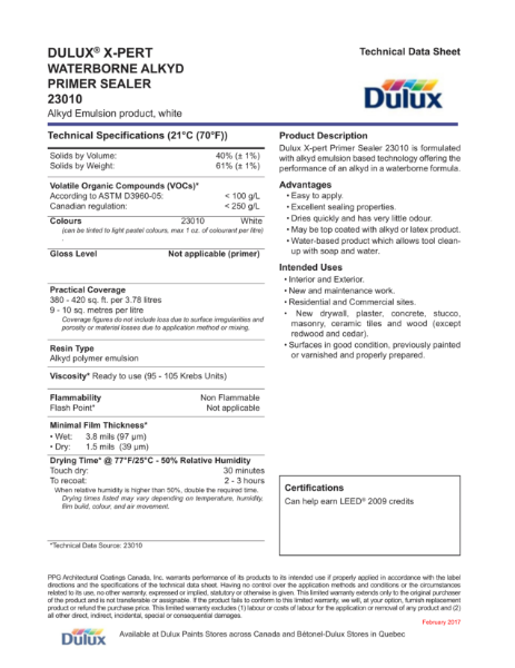 DULUX® X-PERT WATERBORNE ALKYD PRIMER SEALER 23010