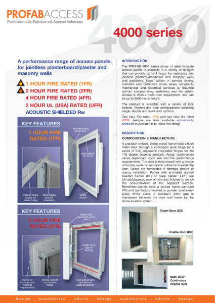 Profab INTEGRA 4000 Series Riser Door Fire Rated up to 4hrs