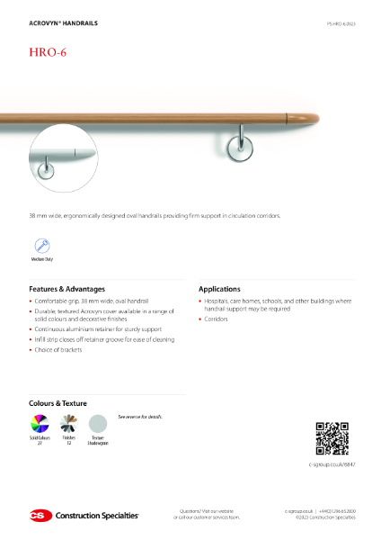 CS Acrovyn HRO-6N Handrails_Product Sheet (09.23)