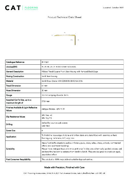 BN1SLR Antique Bronze Technical Datasheet