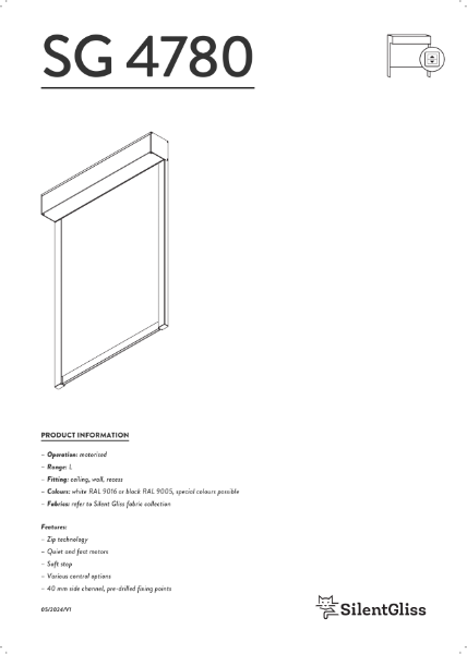 Silent Gliss SG 4780 Dim-out blind Technical Catalogue