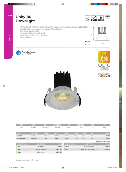 Unity 80 Downlight | Ansell Lighting | NBS Source