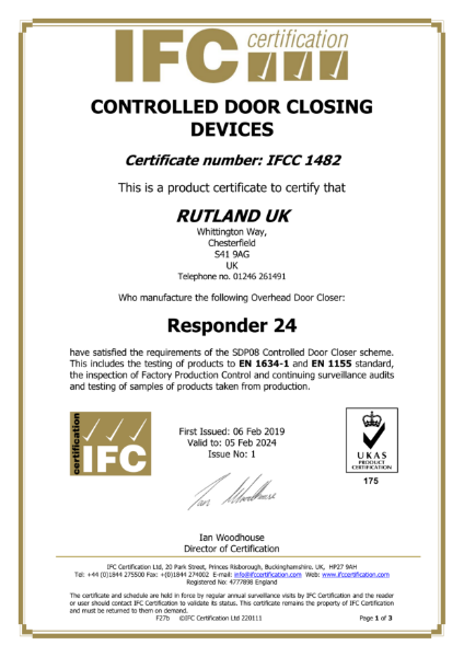 Responder24 - BS EN 1634-1 Fire Test - IFC Certificate