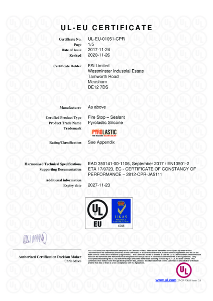 UL-EU-01051-CPR - Pyrolastic Silicone