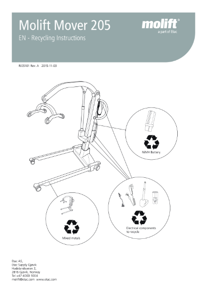 Molift Mover 205 recycling instructions