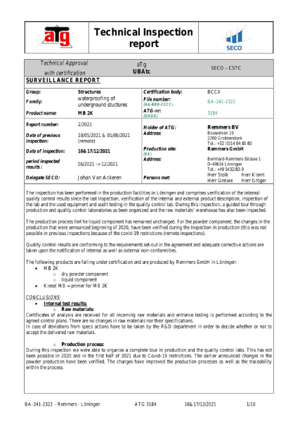 MB 2K Technical Inspection Report