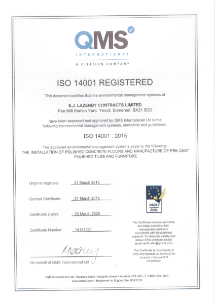 ISO 14001: 2015 Certificate