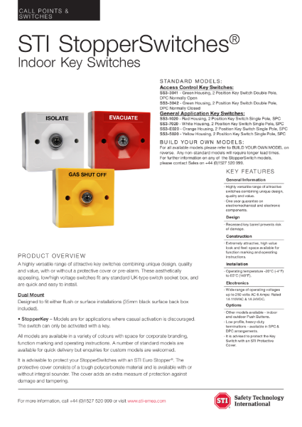 STI StopperSwitches® Indoor Key Switches