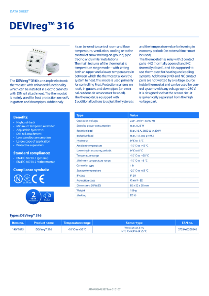 DEVIreg 316 data sheet