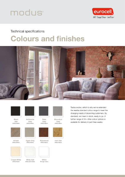 Modus Colours and Finishes Technical Specification