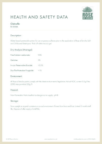 Claircolle - Health and Safety