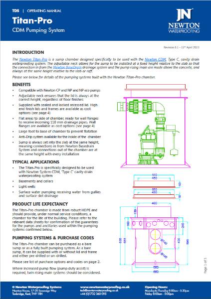 Newton Titan-Pro Pump System - Technical Data Sheet