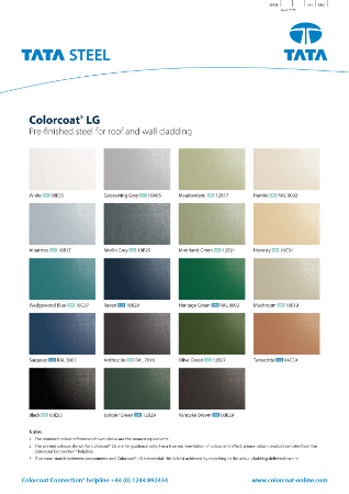 Colorcoat® LG colour card