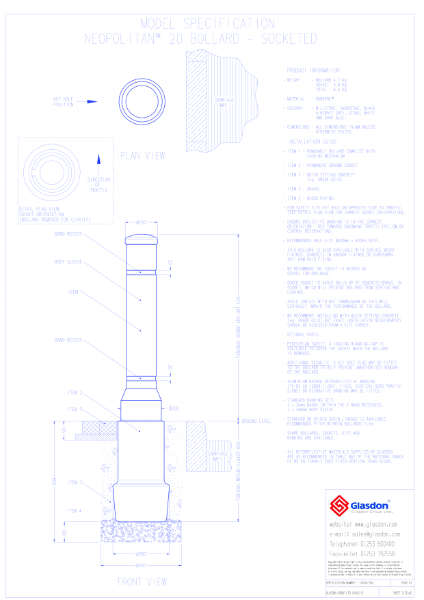 Neopolitan™ Guardsman 20 Bollard - Durapol® Model - Socketed