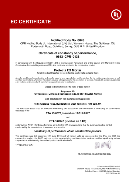 Protecta EX Mortar - EC Certificate