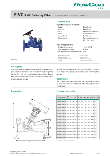 FlowCon IVC PN25 FSB Commissioning Valve