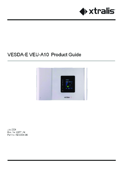 XTRALIS VESDA VEU-A10 4 Pipe ASD unit with Display Product Design Guide