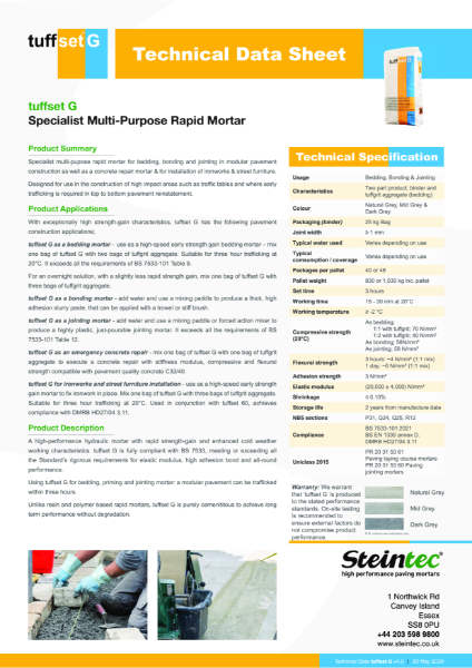 Technical Data Sheet tuffset G - Specialist mortar