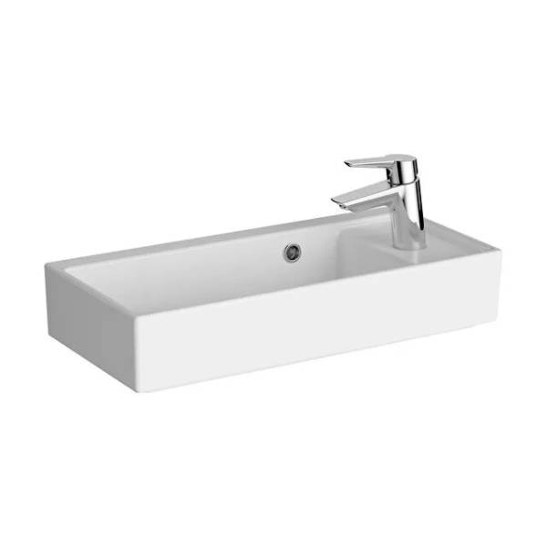 7406B003-0029- Archiplan compact washbasin, 60x28cm, White, 1 tap hole on right, with overflow hole - Washbasin