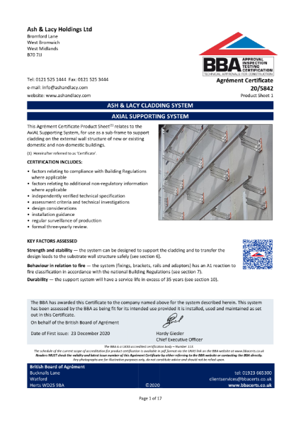 AxiAL BBA Certificate 