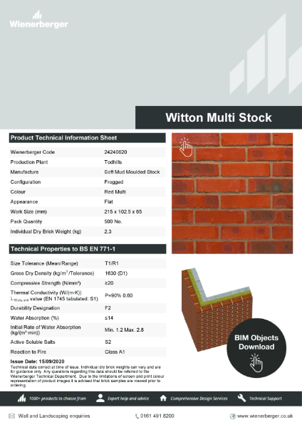 Witton Multi Stock Data Sheet