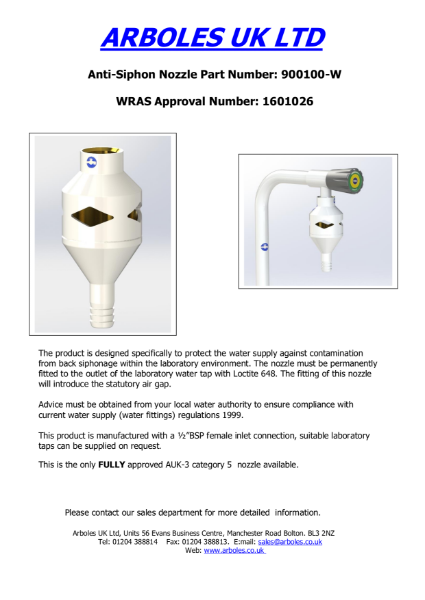 Arboles UK AUK 3 Category 5 Backflow Preventer / Anti Siphon Nozzle