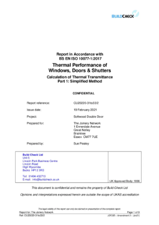 U20220-31to33-2 Approved Body U-value full report double door softwood