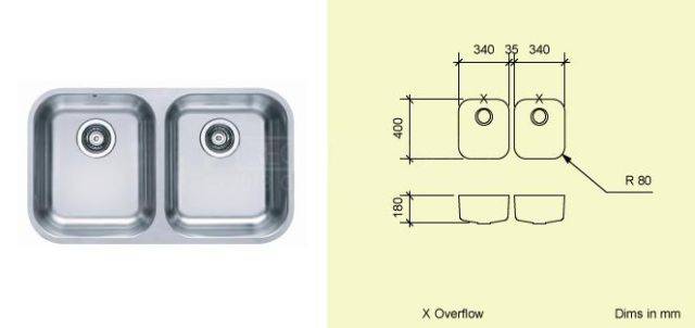 Sink Bowl LD34 - Double Stainless Steel Bowls