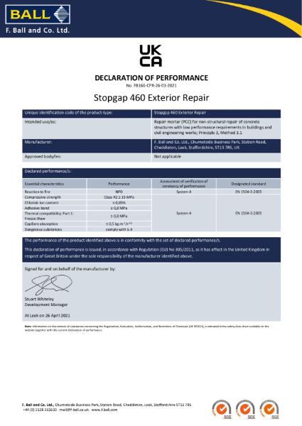 Stopgap 460 Exterior Repair UKCA