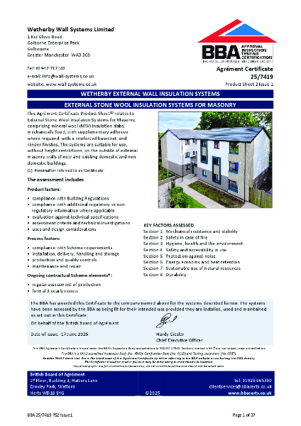 BBA Agrément Certificate