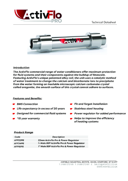 ActivFlo Pro Commercial Data Sheet