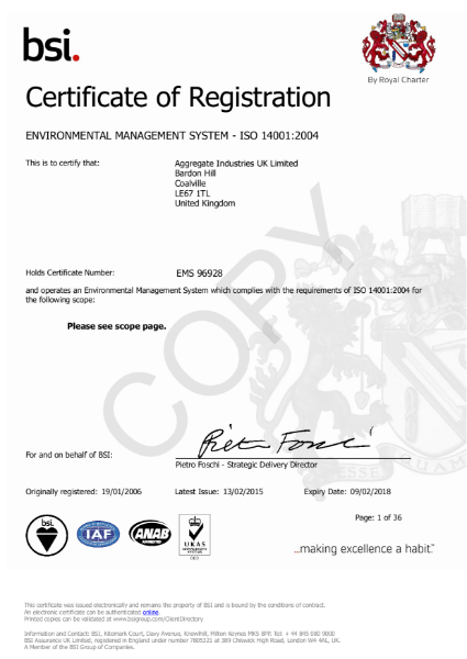 ISO 14001:2004 Certificate