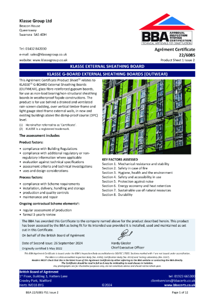 Klasse G-board BBA Certificate
