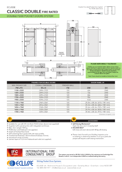 Classic DOUBLE FIRE RATED Pocket Door System