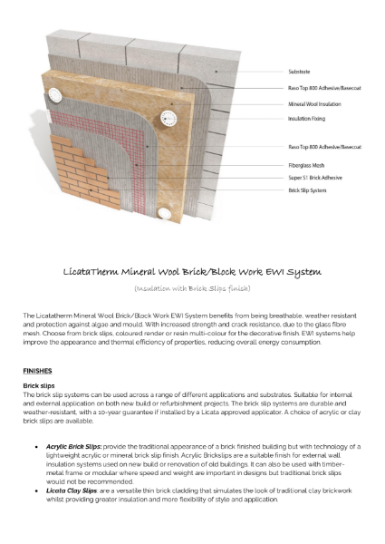 LicataTherm Mineral Wool Brick-Block Work Brick-Slips EWI