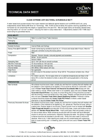 Clean Extreme AB Scrubbable Matt Technical Data Sheet