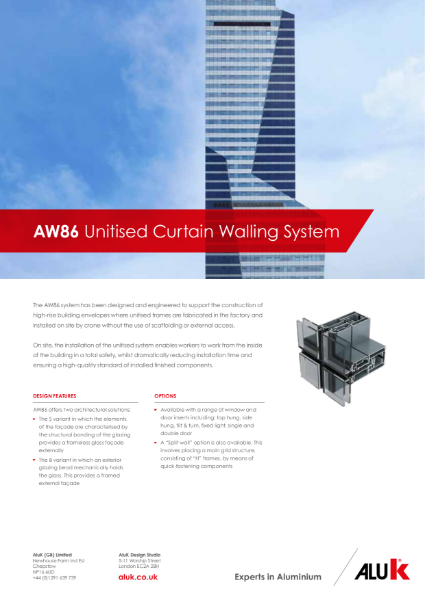 AluK AW86 Unitised Curtain Walling System Datasheet